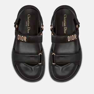 Authentic Dioract black lambskin sandals with box and dustbags